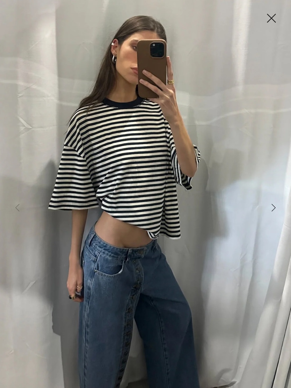 Lioness Navy and White Long Sleeve Striped Tee - Picture 3 of 6